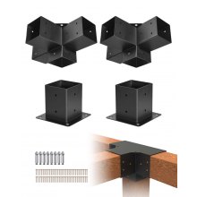 VEVOR Pfostenverbinder, Pfostennecke für 92x92 mm Pfosten, 4-Wege-Hochleistungs-Eckhalterungen, Pfostenträger, Woodworks DIY-Pfostenbasissatz, für Pavillons, Terrassenpergolen, Pavillion, 4er-Set