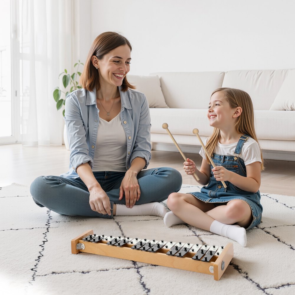 VEVOR Glockenspiel, 27 Noten, professionelles Xylophon-Schlaginstrument, mit SPCC-Klappen & Metalltasten, inklusive 4 Schlägeln, Tragetasche, Musikinstrument für Anfänger, Musikunterricht