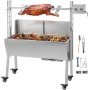 VEVOR BBQ Spießgrill Tisch Spießbratengrill mit Grillmotor für Hähnchen Lamm, Rind oder Rollbraten, mit höhenverstellbarer Spieß für bis zu 60 kg Grillgut, Grillfläche Holzkohlegrill: ca. 88 x 44 cm