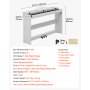 VEVOR Digitalpiano 88 Halbgewichtete Tasten E-Piano HiFi-Lautsprecher Weiß für Anfänger, mit 128 Klängen, 128 Rhythmen, USB, MIDI, Audioausgang, Standard-3,5-mm-Kopfhörerbuchse, Notenhalter und Pedal