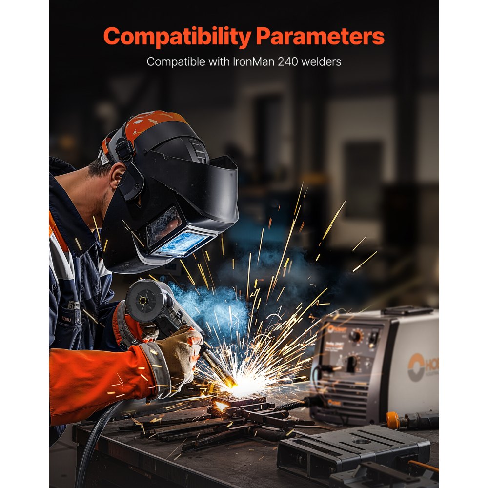 VEVOR 200-A welding coil gun with 6 m cable, compatible with Hobart IronMan 240 MIG welders, suitable for 0.0762 and 0.0889 cm flux core/solid/aluminum welding wires