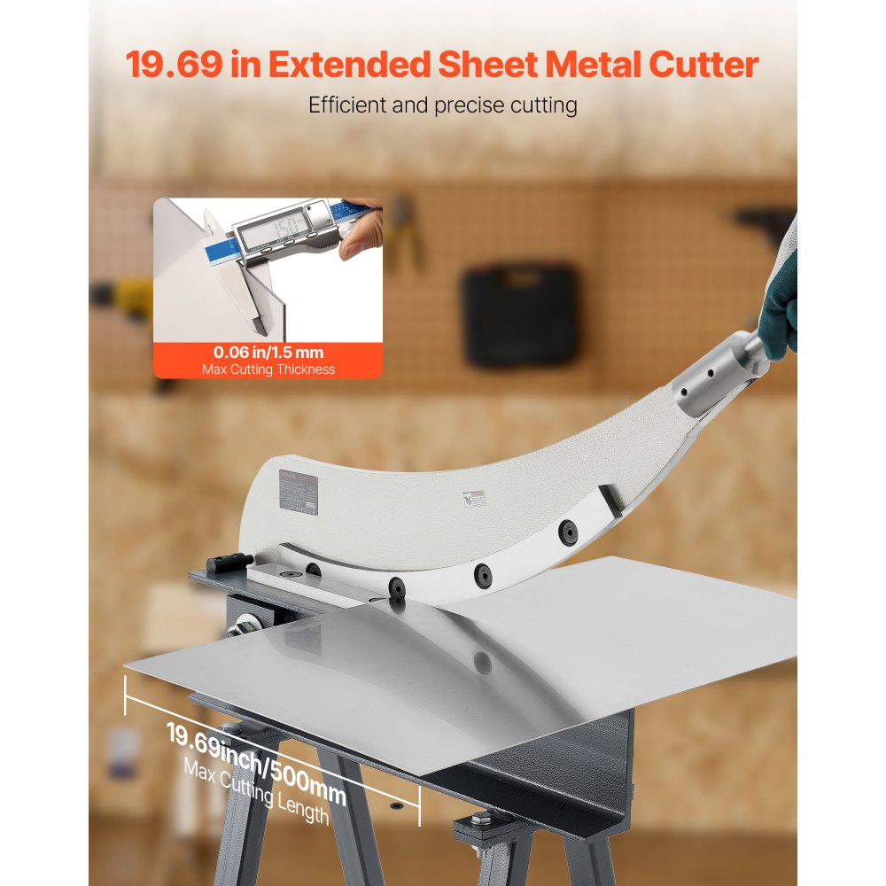 VEVOR Handhebelschere, 500 mm Bettbreite, Hebelschere, Guillotine Blechschneider für die Blechbearbeitung, mit Q235-Material, Ständer, für Leiterplatten, Aluminium, Stahl, Kupfer, Kunststoff
