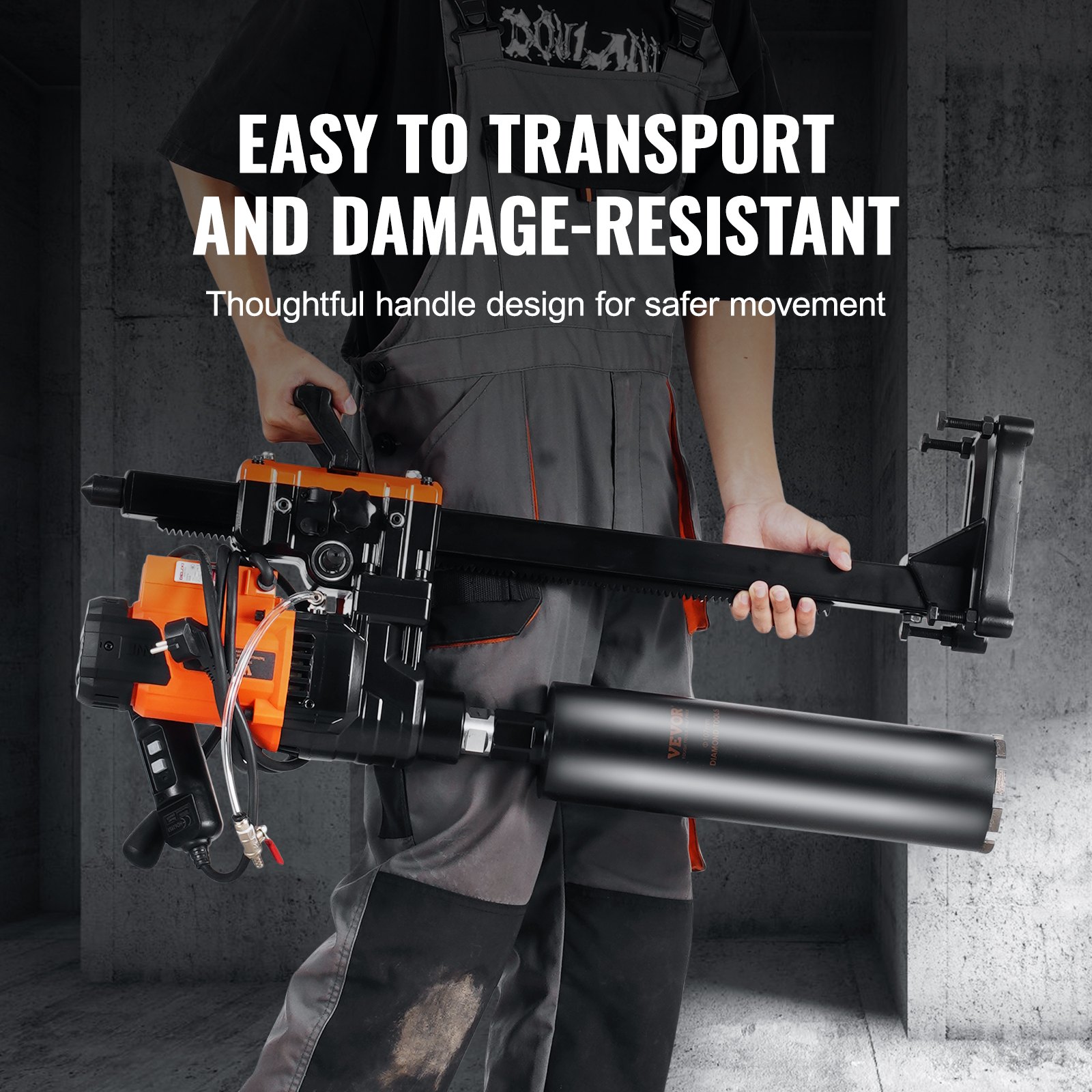 VEVOR Kernbohrmaschine Diamantkernbohrgerät mit Bohrdurchmesser 2-25 cm mit Ständer und Kernbohrer, 3500 W robuster Beton-Kernbohrer, Nass- und Trockenanwendung für Beton Ziegel