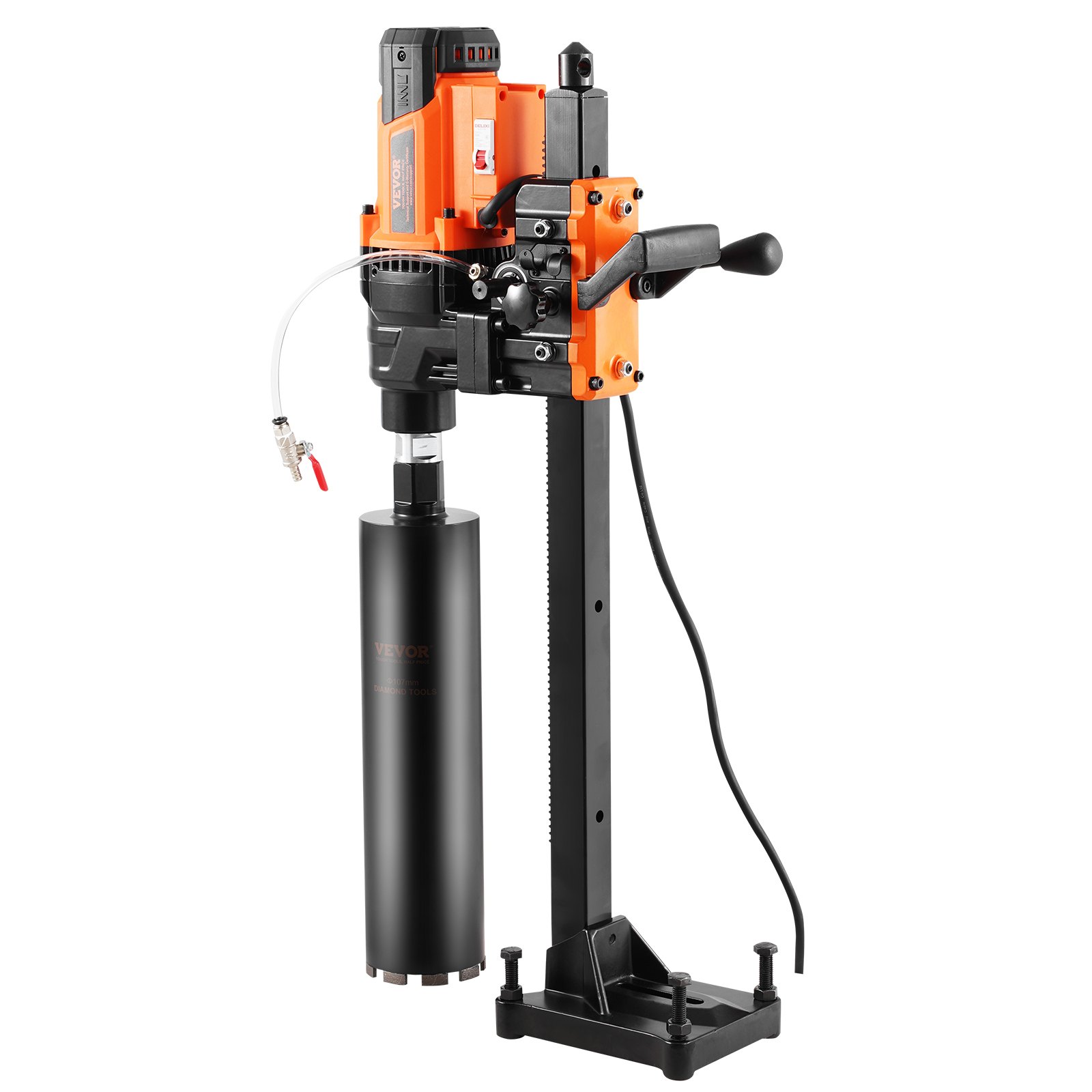 VEVOR Core Drilling Machine, Diamond Core Drilling Device with Drilling Diameter 2-25 cm, with Stand and Core Drill Bit, 3500 W Robust Concrete Core Drill, Wet and Dry Application for Concrete and Brick