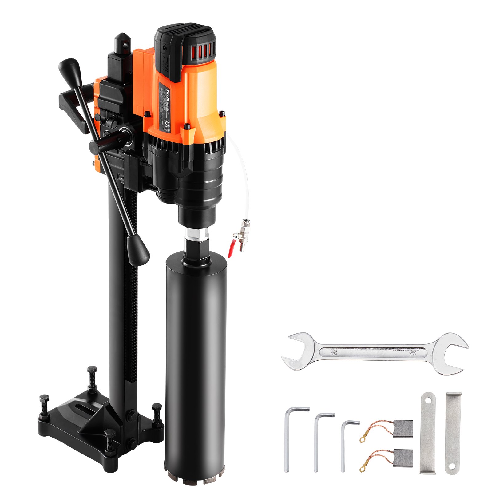 VEVOR Kernbohrmaschine Diamantkernbohrgerät mit Bohrdurchmesser 2-25 cm mit Ständer und Kernbohrer, 3200 W robuster Beton-Kernbohrer, Nass- und Trockenanwendung für Beton Ziegel