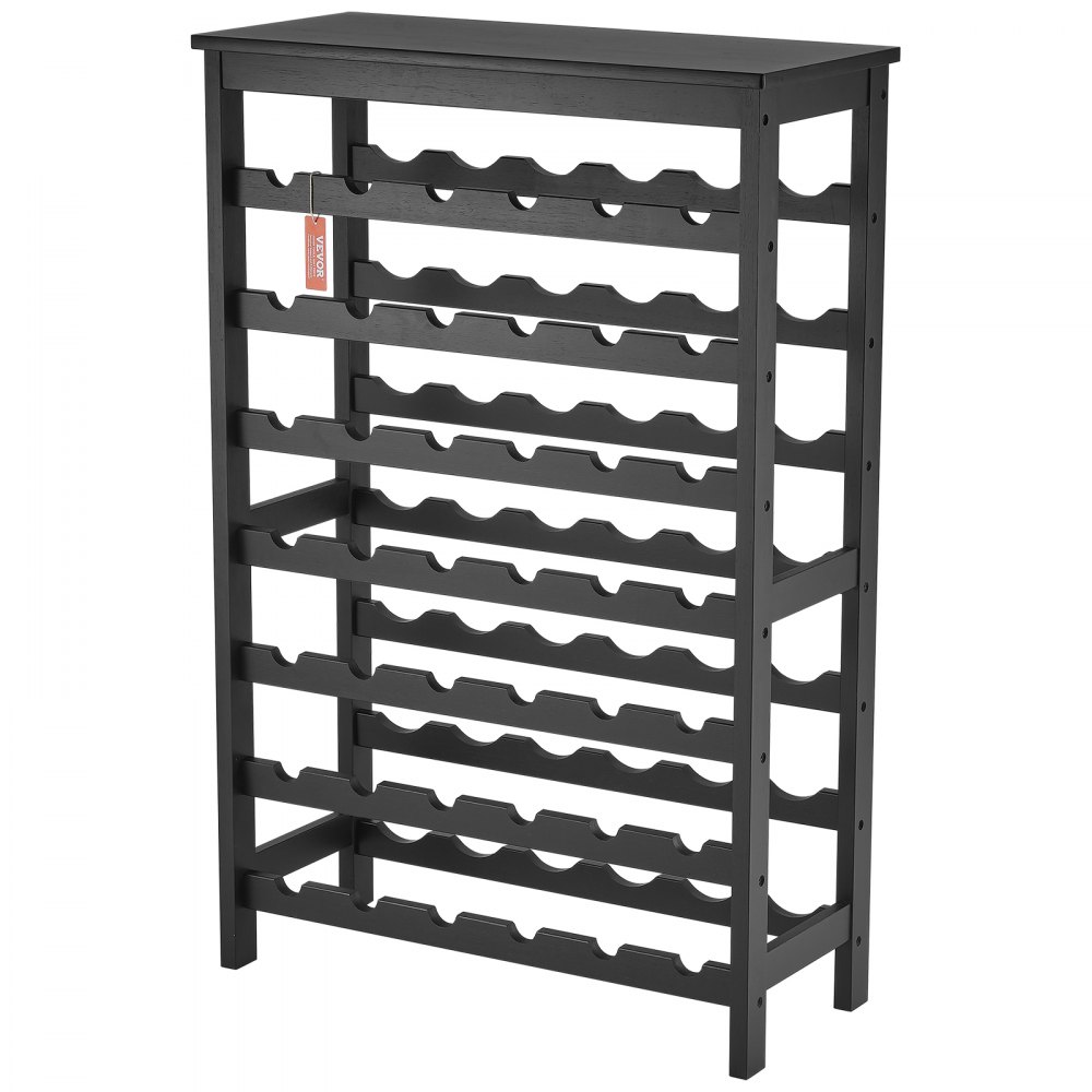 VEVOR Weinregal 42 Flaschen, stabiles Flaschenregal, 7-stufiges Lagerregal aus massivem Bambusholz, freistehendes Weinregal, wackelfreie Regale für Küche, Bar und Keller (schwarz)