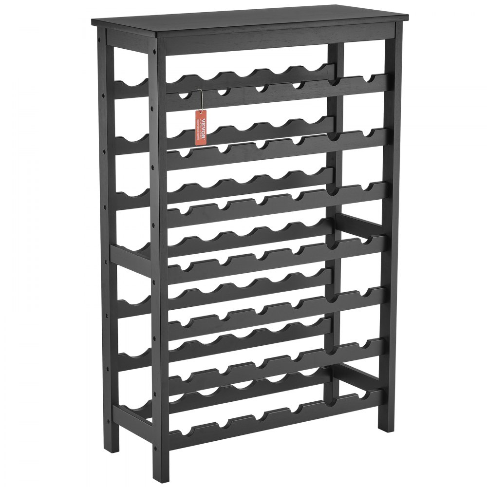 VEVOR Weinregal 42 Flaschen, stabiles Flaschenregal, 7-stufiges Lagerregal aus massivem Bambusholz, freistehendes Weinregal, wackelfreie Regale für Küche, Bar und Keller (schwarz)