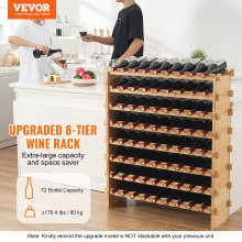 VEVOR Weinregal Flaschenregal Weinschrank Flaschenständer 72 Flaschen 8-stufig