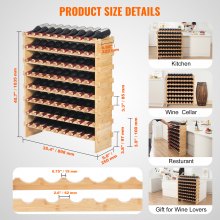VEVOR Weinregal Flaschenregal Weinschrank Flaschenständer 72 Flaschen 8-stufig