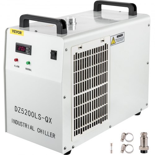VEVOR CW-5200 Industrieller Wasserkühler, Wasserkühlung 6 L, CO2 Laser Wasserkühler Chiller,1,4 kW Kompressorleistung, R-407C Industrial Water Chiller,  Genauigkeit ±0,3 °C, Kühlleistung 1700 W, 220 V