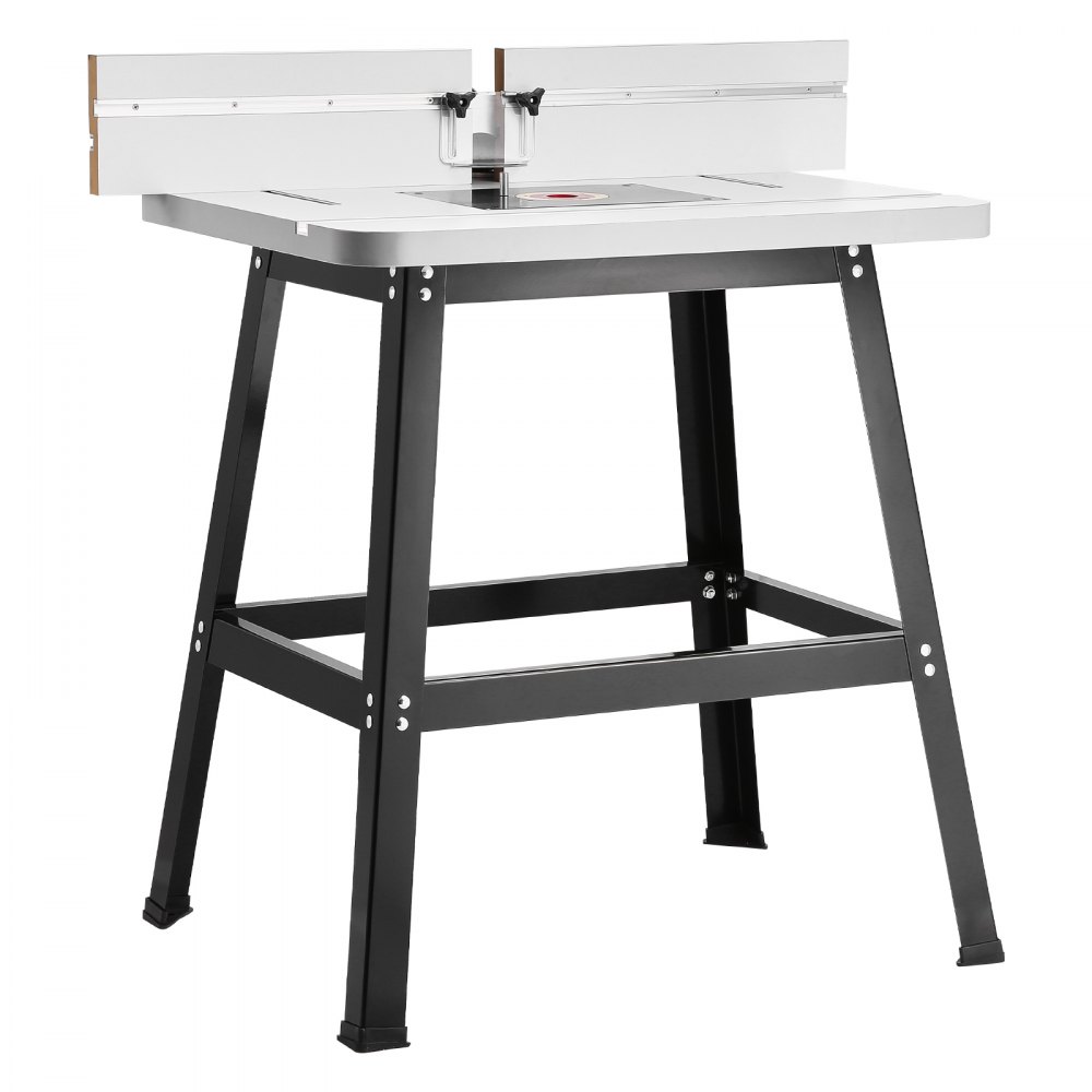 VEVOR Stehfrästisch, 920x606x1025 mm, Frästisch-Zubehörsatz mit verstellbarem Anschlag, MDF-Platte, stabiler Metallsockel, Staubsammelanschluss, kompatibel mit Fräsern & verschiedenen Bohrern