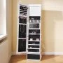 VEVOR Schmuckschrank mit Spiegel, 360° schwenkbarer Standspiegel mit Aufbewahrung, abschließbarer Organizer mit Ganzkörperspiegel & Samtfutter & LED-Licht Schublade, freistehender Schmuckschrank