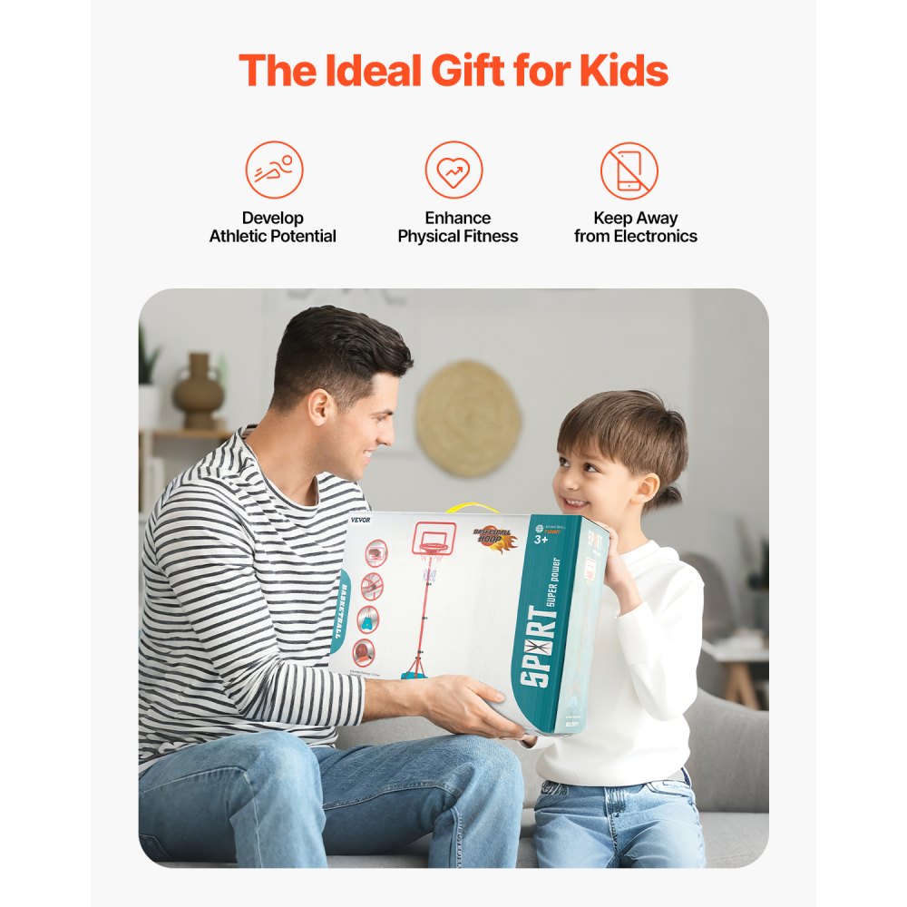 VEVOR Basketballkorb für Kinder, höhenverstellbar, tragbarer Basketballplatz mit befüllbarer Basis, Sportspiel im Garten, Basketballspielzeug für Kleinkinder im Alter von 3–8 Jahren, Jungen & Mädchen