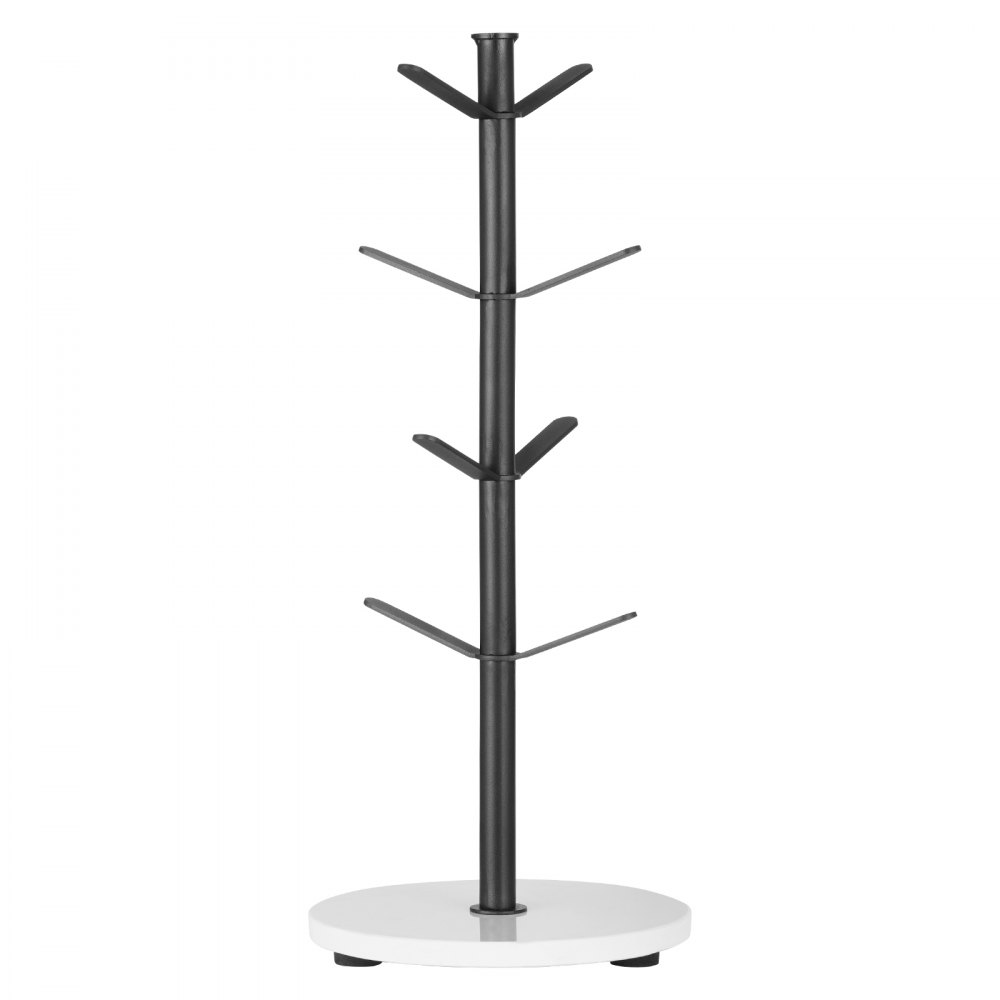 VEVOR Tassenhalter (Baum) mit Marmorsockel, Kaffeetassenhalter mit 8 Haken für die Theke, Tassenständer aus Karbonstahl, Tassenregal für Kaffeebar Küche Heim-Organizer (Mattschwarz)