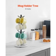 VEVOR Baum Tassenregal Tassenhalter 8 Haken Tassenbaum Regal für Theke Küche