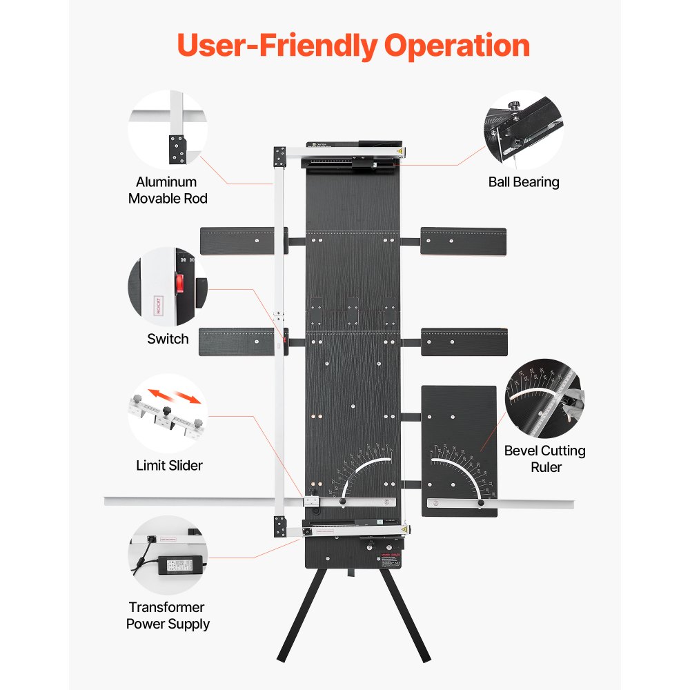 VEVOR Styroporschneider, 200 W, Heißdrahtschneider mit 6 Nickel-Chrom-Heizdrähten, professionelles elektrisches Schneidewerkzeug mit 1150 mm max. Schnittlänge für Schaum, Schwamm, KT-Platten