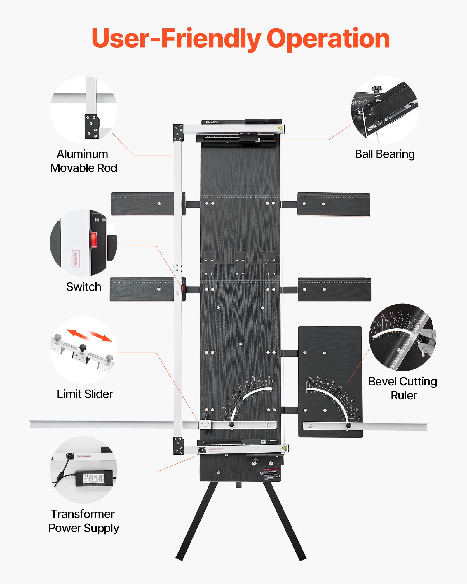VEVOR Styroporschneider, 200 W, Heißdrahtschneider mit 6 Nickel-Chrom-Heizdrähten, professionelles elektrisches Schneidewerkzeug mit 1150 mm max. Schnittlänge für Schaum, Schwamm, KT-Platten
