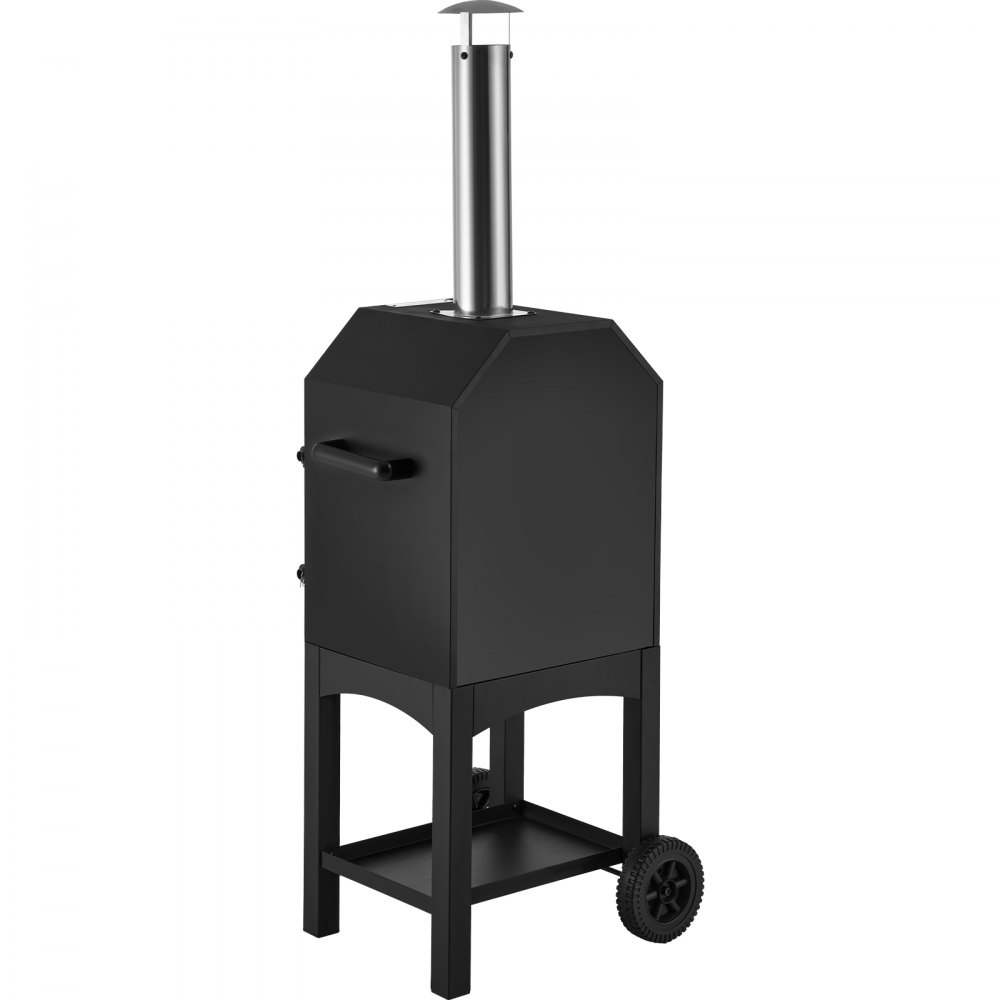 VEVOR Pizzaofen Holzofen (30,48 cm), 2-lagiger Pizzaofen mit Holzfeuerung, Holzbefeuerter Outdoor-Ofen mit 2 abnehmbaren Rädern, 371 ℃ Maximaltemperatur, holzbefeuerter Pizzaofen zum Grillen