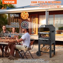 VEVOR 12" Outdoor-Pizzaofen, tragbarer Holzpellet-Pizzaofen, gebackene Farbe, Camping