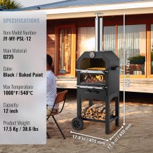 VEVOR 12" Outdoor-Pizzaofen, tragbarer Holzpellet-Pizzaofen, gebackene Farbe, Camping