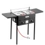 VEVOR Outdoor Propane Deep Fryer, Dual-Tank 9Lx2 Commercial Fryer, Stainless Steel Cooker with Foldable Platform, Dual Basket, and Heat Adjustment, Floor Standing Fryers for Restaurant Home Snack Bar
