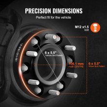 VEVOR 1,25 Zoll 6 x 5 Zoll Spurverbreiterungen Radadapter 6 Radschrauben