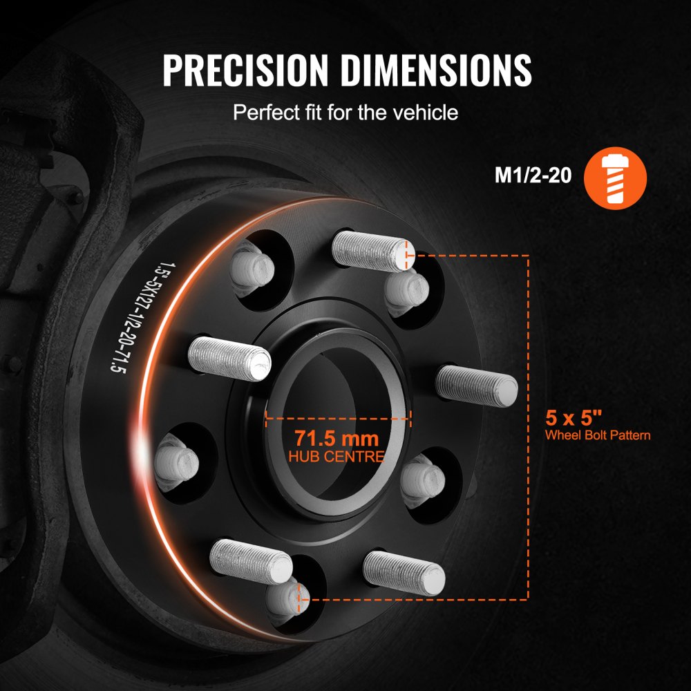 VEVOR Spurverbreiterungen, 127x140 mm Radadapter, 5 Radbolzen, geschmiedet, 71,5 mm Bohrung, nabenzentrische M1/2-20 Bolzen-Abstandshalter, passend für Jeep Journey, WRANGLER