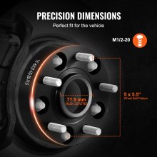 VEVOR 1,5 Zoll 5 x 5,5 Zoll Spurverbreiterungen Radadapter 5 Radschrauben