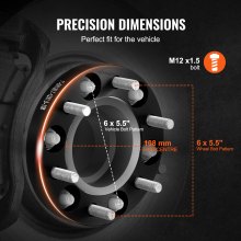 VEVOR 1 Zoll 6 x 5,5 Zoll Spurverbreiterungen Radadapter 6 Lug Geschmiedete