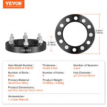 VEVOR 1 Zoll 6 x 5,5 Zoll Spurverbreiterungen Radadapter 6 Lug Geschmiedete