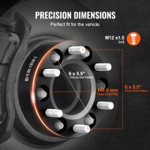 VEVOR 2 Zoll 6 x 5,5 Zoll Spurverbreiterungen Radadapter 6 Lug Geschmiedete