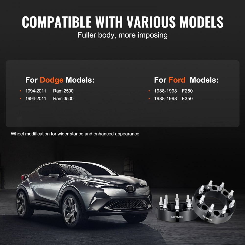 VEVOR Spurverbreiterungen, 2 Zoll 8 x 6,5 Zoll Radadapter, 8 Bolzen, geschmiedete Distanzstücke, 126 mm Bohrung, nabenzentrische 9/16 Zoll-18 Bolzen-Distanzstücke Dodge Ram Ford