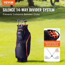 VEVOR Golftasche Cart Bag Golfbag 92cm 14-Wege-Organizer-Teiler Oben 13 Taschen