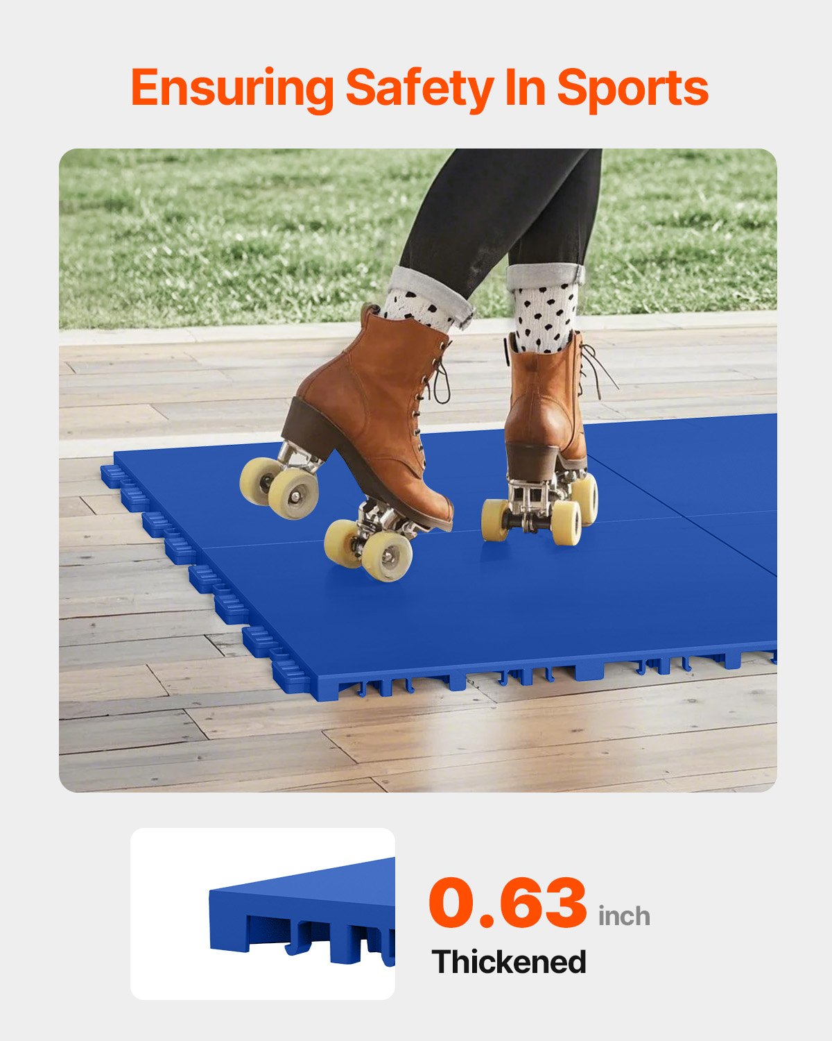 VEVOR Hockey-Bodenbelag, 315 x 315 x 16 mm, ineinander greifende Mehrzweck-PP-Bodenfliesen, 8 Stück, Tanzbodenfliesen, Hockey-Trainingsbrett zum Schießen, blau, 0,7 m²/Karton