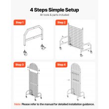VEVOR Gitterwandpaneele Gitterwand 60 x 164 cm 2 Stk. rollbarer Präsentationsständer mit 20 Haken, Präsentationsregale aus Karbonstahl, Kunstausstellungsregal für Dekoration Lagerung, schwarz