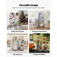 VEVOR Gitterwandpaneele Gitterwand 60 x 164 cm 2 Stk. rollbarer Präsentationsständer mit 20 Haken, Präsentationsregale aus Karbonstahl, Kunstausstellungsregal für Dekoration Lagerung, schwarz