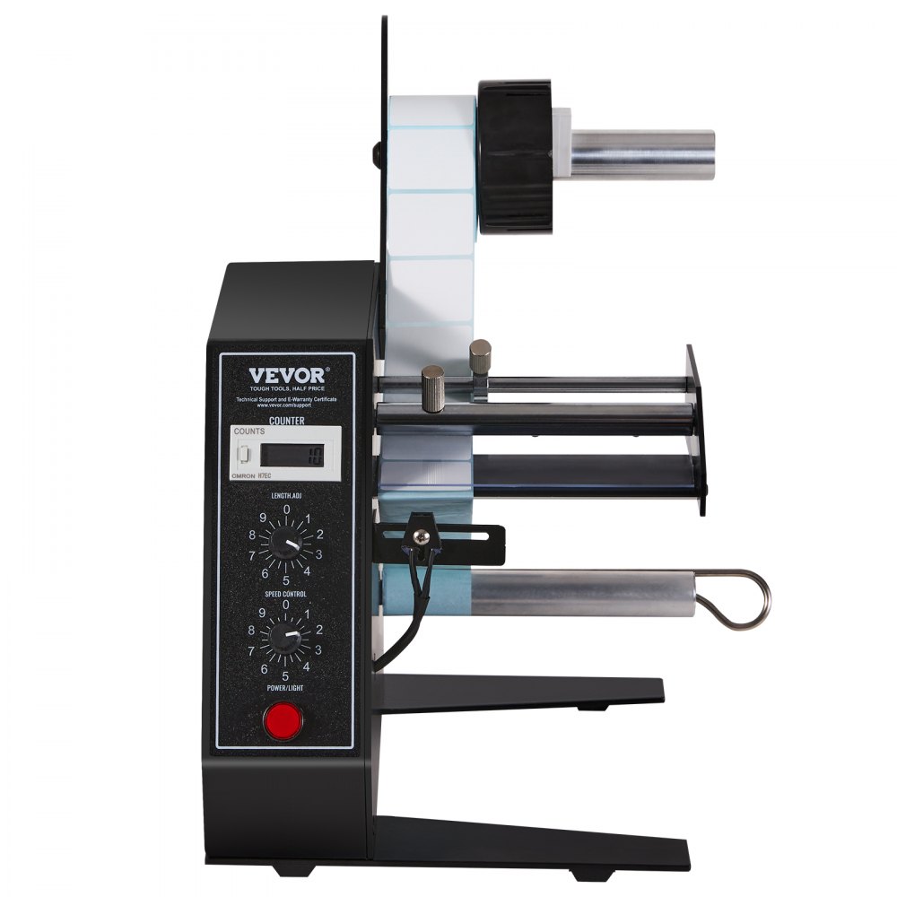 VEVOR Automatischer Etikettenspender, Breite 15-125 mm, Länge 3-150 mm, Etikettenabstreifer, Etikettentrennmaschine, stufenlose Geschwindigkeitseinstellung, Etikettenapplikator, max. Zählung 0-999999