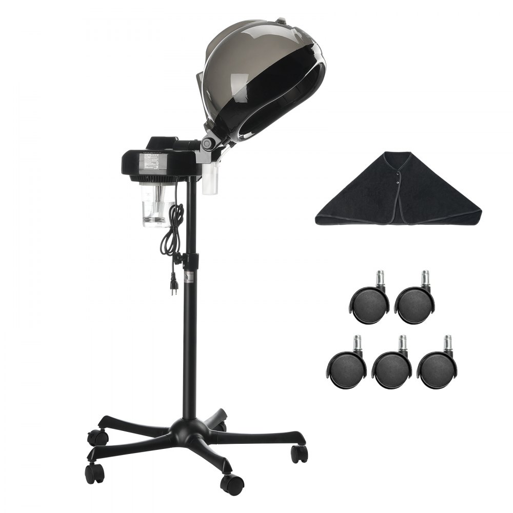 VEVOR Professioneller Haardampfer für Tiefenpflege, 11,81 Zoll großer Ionen-Haardampfer mit Haube und 2 Modi, höhenverstellbarer stehender Haardampfer mit Timer, 5 Räder (2 feststellbar) für Salon Home Spa