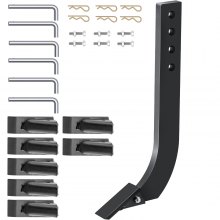 VEVOR Kastenmesserschaft, 464 mm Vertikutiererschaft, 4-Loch-Kastenschaberschaft mit abnehmbaren konischen Zähnen und Stiften, verstellbare Schaftbaugruppe zum Austausch, Graben, Pflügen, 6 Stück