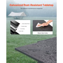 VEVOR ausziehbarer Terrassentisch Gartentisch Balkontisch (80-160 cm) aus Kohlenstoffstahl + Aluminium, Esstisch für Outdoor Hof Terrasse Garten Veranda, wasserfest, 68 kg Tragkraft Dunkelgrau