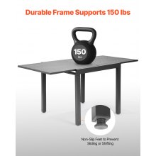 VEVOR ausziehbarer Terrassentisch Gartentisch Balkontisch (80-160 cm) aus Kohlenstoffstahl + Aluminium, Esstisch für Outdoor Hof Terrasse Garten Veranda, wasserfest, 68 kg Tragkraft Dunkelgrau