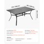 VEVOR Terrassentisch Gartentisch Balkontisch (1500 x 960 x 725 mm) aus Kohlenstoffstahl rechteckier Esstisch für Hof Terrasse Garten Veranda, wasserfest, mit 38 mm Schirmloch, 68 kg Tragkraft Schwarz