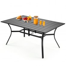 VEVOR Terrassentisch Gartentisch Balkontisch (1500 x 960 x 725 mm) aus Kohlenstoffstahl rechteckier Esstisch für Hof Terrasse Garten Veranda, wasserfest, mit 38 mm Schirmloch, 68 kg Tragkraft Schwarz