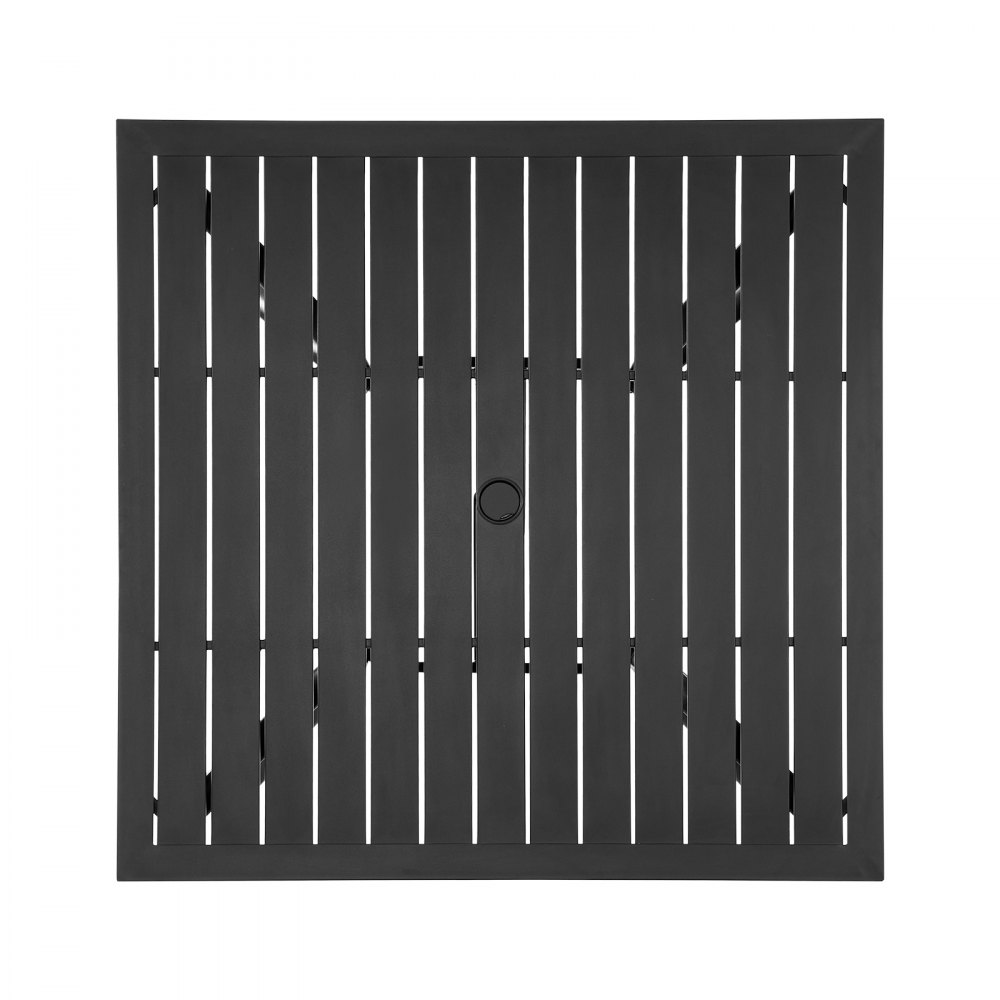 VEVOR Terrassentisch Gartentisch Balkontisch (94 x 94 cm) aus Kohlenstoffstahl quadratischer Esstisch für Outdoor Hof Terrasse Garten Veranda, wasserfest, mit Schirmloch, 68 kg Tragkraft Schwarz