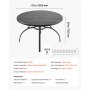 VEVOR Terrassentisch Gartentisch Balkontisch (1200 x 725 mm) aus Kohlenstoffstahl runder Esstisch für Outdoor Hof Terrasse Garten Veranda, wasserfest, mit 38 mm Schirmloch, 68 kg Tragkraft Schwarz