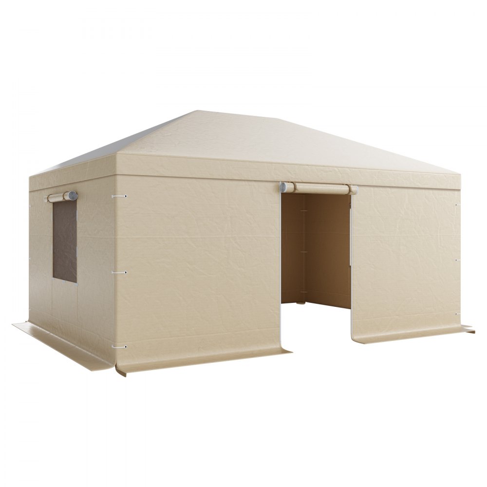 VEVOR Winter Gazebo Cover Fits 3.68 x 4.9 m Hardtop Gazebos, All-Weather Gazebo Cover with Sidewalls & Windows, High-Density PE Material, Enclosed Storage Shelter Covers, Gazebos not Included