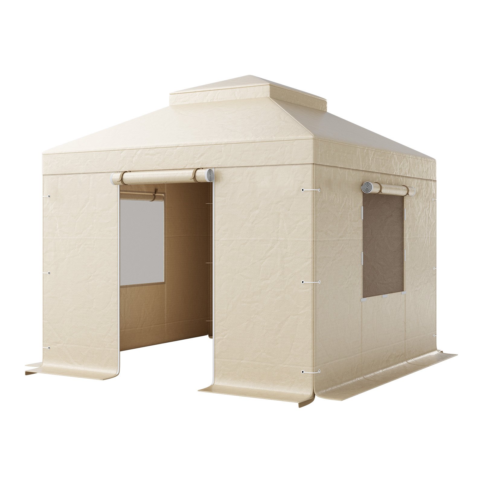 VEVOR Winter Gazebo Cover Fits 3.05 x 3.05 m Hardtop Gazebos, All-Weather Double-Tiered Gazebo Cover with Sidewalls & Windows, High-Density PE Enclosed Storage Shelter Covers, Gazebos not Included