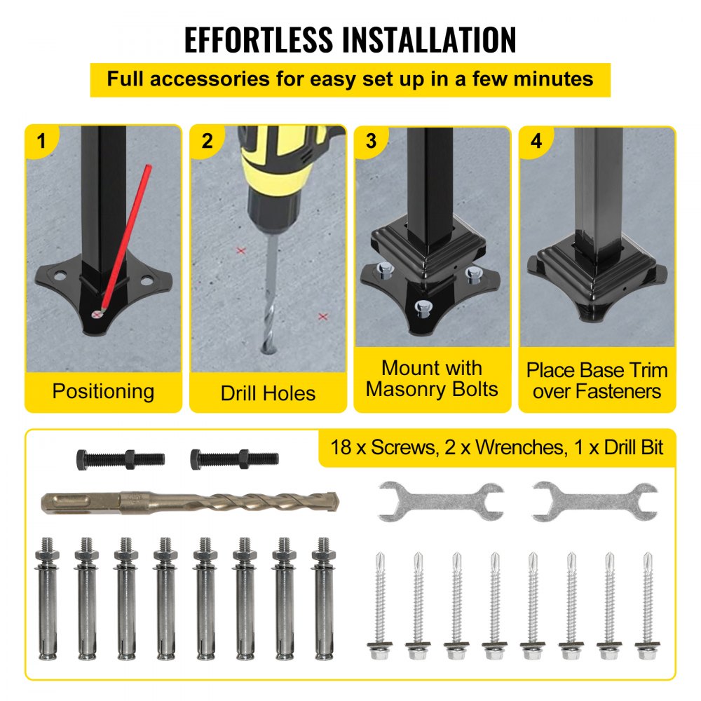 Vevor Geländer Treppengeländer Handlauf 3-5 Stufen 180x13,5x97 Cm Eisen Schwarz