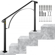 VEVOR Treppengeländer Schmiedeeisen Eingangsgeländer Bogen Form geeignet für 3 bis 4 Stufen für außen Schwarz