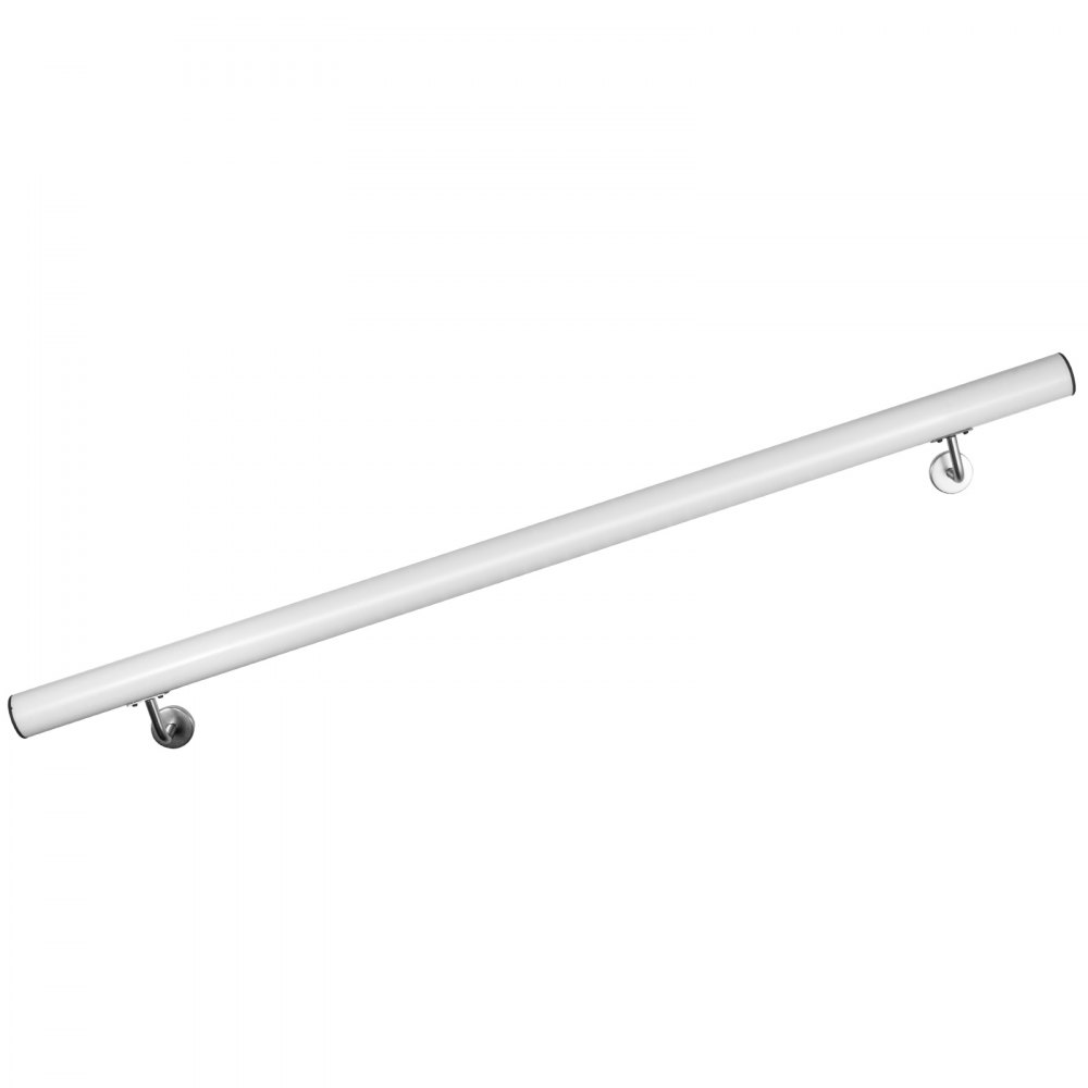 VEVOR 91.4 cm Eingangsgeländer Treppengeländer, Weiß, Durchmesse 5 cm, aus Aluminiumlegierung, Modern, Mühelose Montage, Komplettes Zubehör, für Loft-Treppen, Tanzstudios, Außentreppen usw.